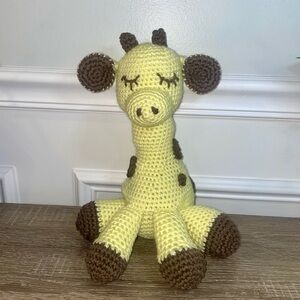 Handmade Crochet Knitted Giraffe 12”Plush Stuffed Animal ADORABLE..(#18)
